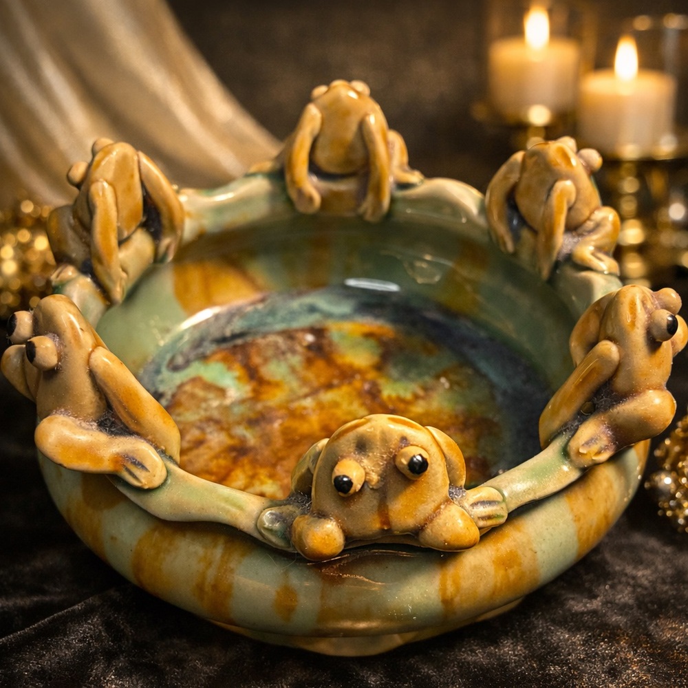 🐸Handmade + hand-painted frog dish — a tiny portal of charm.